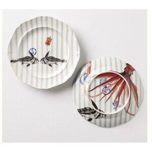 RARE Anthropologie From the Deep KISSING FISH Salad Plate Anthro Nautical Sea